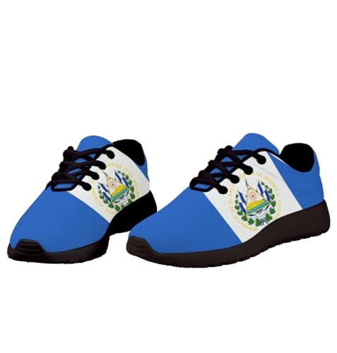 Sonzj-II El Salvador Flag Shoes for Women Men Trail Running Fashion Sneakers Breathable Mesh Tennis Athletic Shoes White4