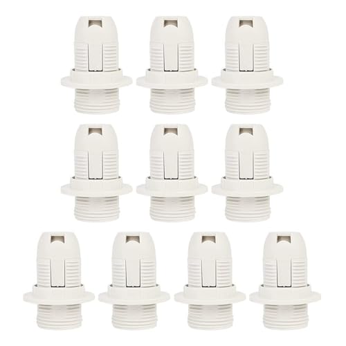 Namvo 10 piezas E14 rosca carcasa de plástico portalámparas E14 casquillo colgante con anillo de repuesto para iluminación doméstica y comercial (blanco)