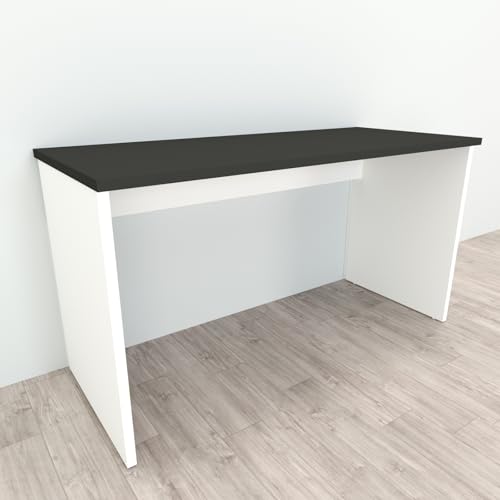 Henor Mesa Escritorio Oficina en Madera 140x80x75 cm con Niveladores para Oficina o Habitación. Mesa de Ordenador, Mesa de Estudio. Blanco - Grafito. - imagen 3