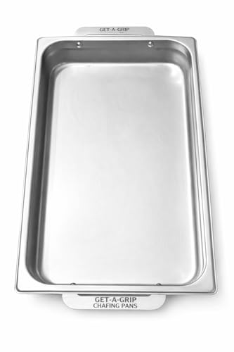 Full Size Steam Table Pan with Permanent Stainless Steel Handles-Stackable-Fits Water Wells & Chafing Dishes-Institutional Foodservice Use-Cafeteria & Catering Safety Pan