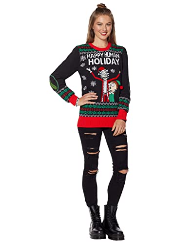 Spencer’s Rick and Morty Light-Up Happy Holiday Ugly Christmas Sweater | Light-Up Christmas Sweater4