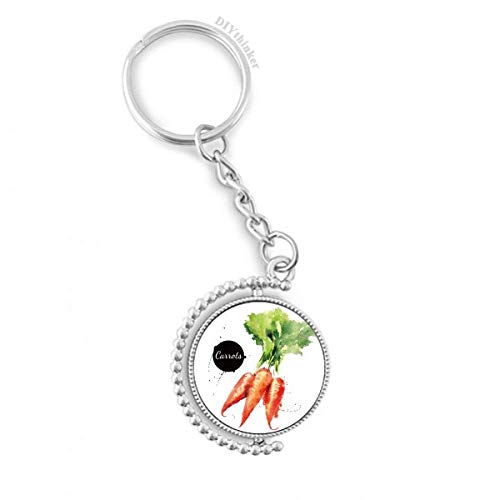 Porte-clés carotte aquarelle robuste avec anneau rotatif en acier durable