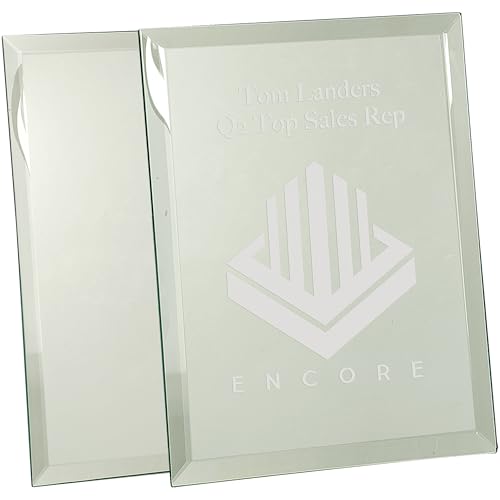 Blank Glass Plaques Customizable Awards & Signage, 6x8, 7x9, 9x12 Sizes, Clear & Black, Front & Reverse Engraving, Sand Carving & Laser Engraving (Glass Mirror Plaque, 6x8 inch)