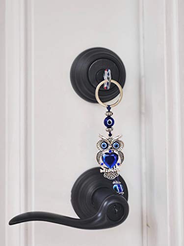 Luckboostium Owl Evil Eye Protection Amulet- Car Mirror Hanging Accessories- Owl Evil Eye Ornament- Home & Car Mirror Good Luck Charms, Protection Charms- Blue Crystals #TOP4