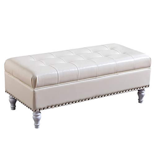 Z-stool Upholstery Bedroom Upholstered Footstool Ottoman Bench Footrest Rectangular Faux Leather Seat Cushion (Color : White, Size : 120cm)