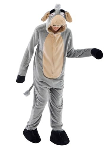 JUOLOET Unisex Adult Onesie Pajamas Donkey Animal One Piece Snug Fit Halloween Costume Sleepwear HomewearDonkey Medium