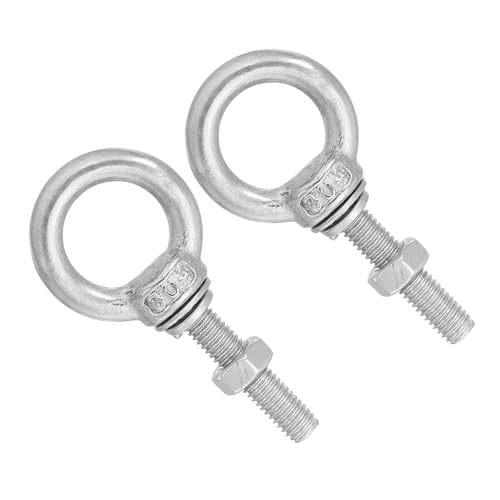 uxcell M5*25 3/16"x0.98" Stainless Steel Eye Bolts Threaded Screw Eyebolt Shoulder Ring with Nuts Washers for Lifting Hanging, 2 Set