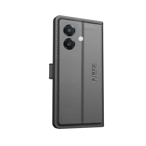 Image of AIBEX Compatible for Oppo A3X 4G / Oppo A3 5G / Oppo A3x 5G Flip Cover Leather Finish with Magnatic Closure | Inside TPU with Card Pockets | Wallet Stand | Complete Protection Flip Case -Black