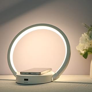 LED Table Lamp with Wireless Charger, Desk Bedside Lamp with Sensitive Light Control and 3 Levels Dimmable Brightness, Holder Rotatable Adjustable Light Angle Reading Lamp for Office, Home, Study
