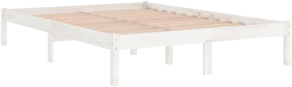 vidaXL Solid Wood Pine Bed Frame Wooden Bedstead Bed Accessory Home Indoor Bedroom Furniture Bed Base Mattress Foundation White 200x200 cm