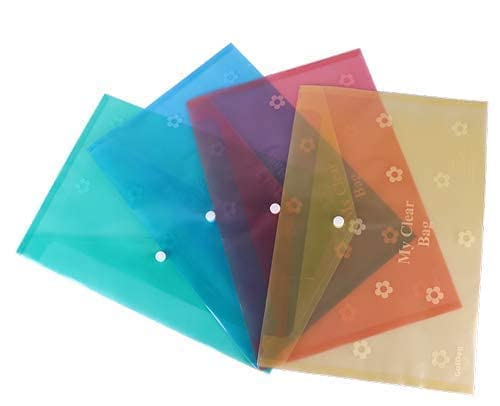 Image of My Clear Bag, Fine Imported Quality Bag, A4 Document File Bag, Transparent Envelope Folder, Container for Papers, Stationery for School, Office, Projects and Many uses Pack of (12)