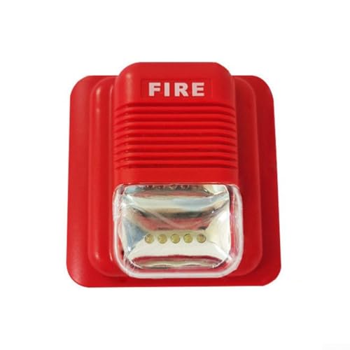 Alarma de sirena audible y visual con cable de 12 V 24 V CC con luz estroboscópica LED y altavoz, presión de sonido de 105 dB para seguridad contra incendios y sistemas (24 V)