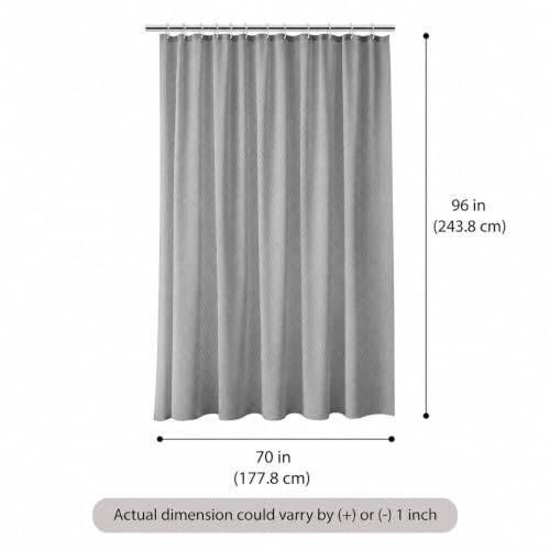 Image of Wakefit Shower Curtain 8 Feet | 14 Free Hooks | No Plastic Smell | Waterproof Bathroom Curtain | Curtain for Balcony | Machine Washable Fabric | Grey | Height 8ft & Width 6ft | Very Premium
