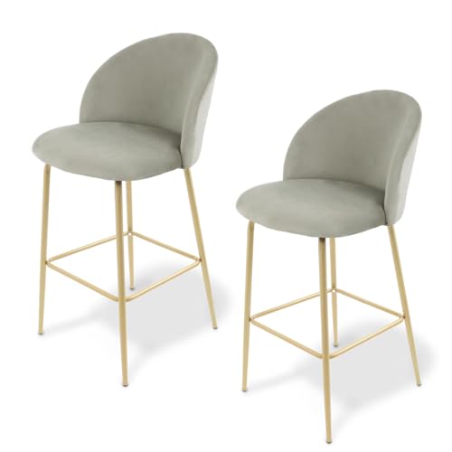 El Mejor Listado de Sillas para Barra - los preferidos. 45 MIREL Set Sillas Altas Tapizadas para Barra Desayunador y Cocina (Taupe)