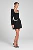 Women's Elegant Tweed Mini Dress - Vintage Square Neck Pearl Embellished Long Sleeve Short A-Line Dress for Party Cocktail Prom Formal Business Retro Chic Fall Winter (Black,M) #1