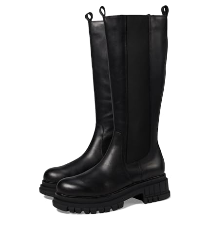 Steve Madden Bottes hautes Quinnie pour femme en cuir noir
