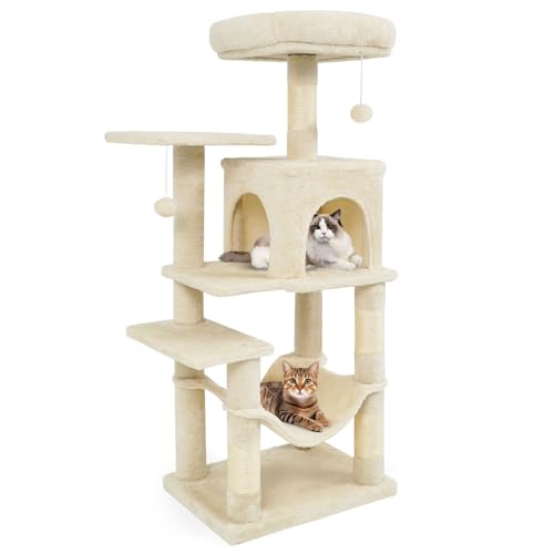 Torre para Gatos Multi-Niveles Beige 44 Pulgadas miniatura 1