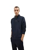 TOM TAILOR Herren Troyer Sweatshirt mit Steppung 1034396, 31549 - Blue Grey Melange, L