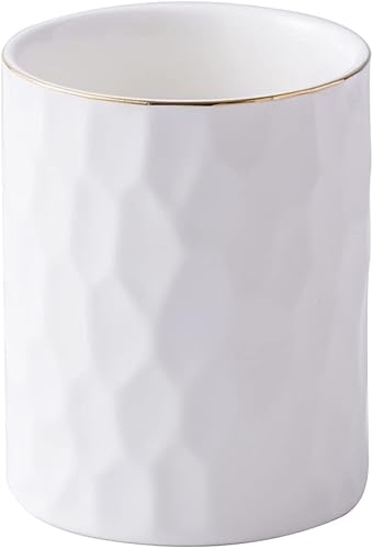 Soporte estético de cerámica para bolígrafo, bonito soporte para lápices blanco, organizador de escritorio, suministros de oficina, decoración de