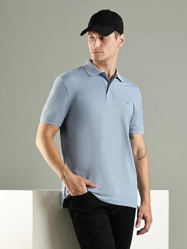 Image of Tommy Hilfiger Solid Regular Fit Cotton Polo T-Shirt