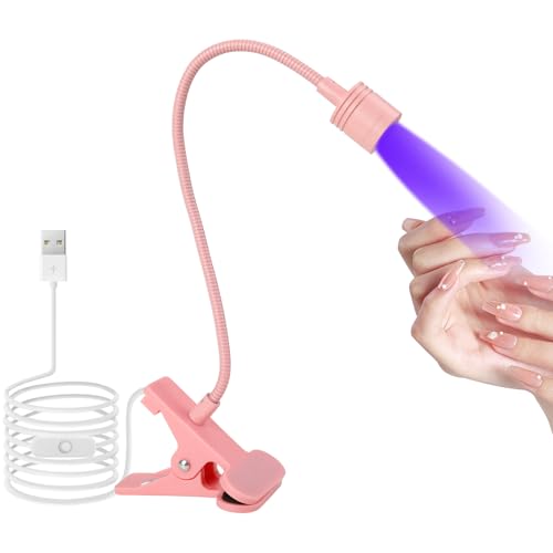 AiQInu UV Lampe Nägel, LED Lampe für Gelnägel 3W Drehbare, Nagellampe mit USB und Sicherungsclip, für Gel-Nagellack, Salon, Heimwerker (Rosa)