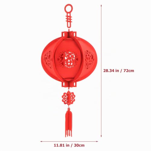 2 Stücke Chinesische Laterne Filz Rote Laterne Segen Glück Laterne Chinese New Year Lantern Rote Lampion für 2023 Neujahr Frühlingsfest Hochzeit Party Deko Hängende Dekoration – Bild 5