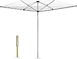 HH Home Hut Heavy Duty Washing Line - 4 Arm Outdoor Clothes dryer 50M With Whirligig Feature Ideal Airer For Large Laundry Loads, With Ground Spike And Cover