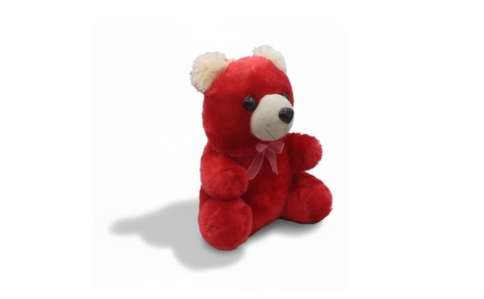 Neokiddo Cute Red Teddy Bear Soft Toy Plush Stuffed Bear Doll with Ribbon Bow Cuddly Gift Toy for Kids Boys Girls Toddlers