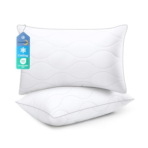 COZSINOOR Bed Pillows Queen Size Set of 2 - Cooling Down Alternative Pillows, Hotel-Quality Fluffy...