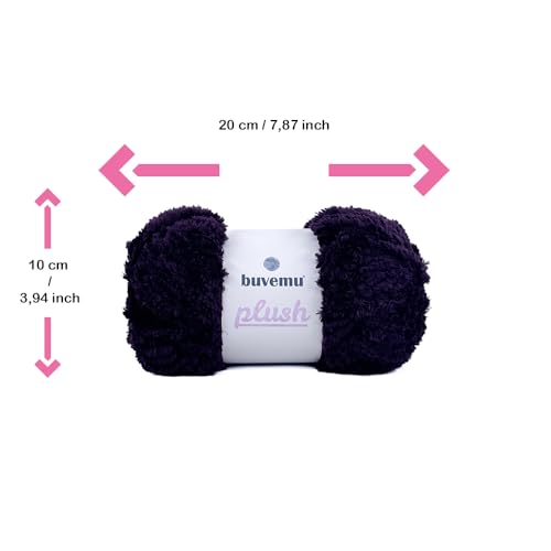 Image of Plush Faux Fur Bulky Yarn, Super Soft Fluffy Fuzzy for Knitting Crocheting Crafting, 100 Gram (3.53 Ounces) 109 Yards (100 Meters) (Dark Eggplant Purple) (3 Skeins)
