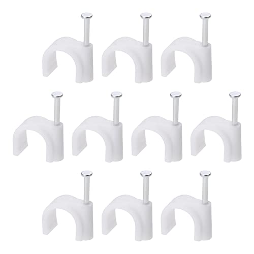 Rebower PE Cable Clip Nail Space Saving Clamp, [for Wire, Cable, Rope] - 12mm/White/100 Pcs