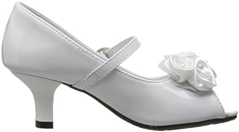 Swea Pea & Lilli Girl's Peep Toe Dress Shoe with Satin Flowers White 2 | Image 5