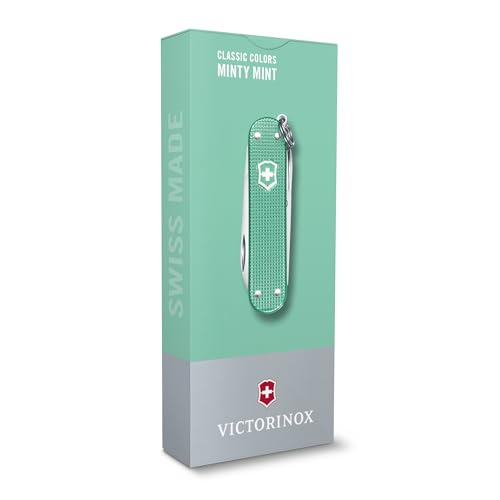 Image of Victorinox Classic SD Alox Swiss Army Knife, Compact, 5 Functions, Swiss Made Pocket Knife with Small Blade, Screwdriver and Key Ring - Minty Mint (Green)