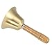 SINJEUN 4 PCS 6 Inch Brass Hand Bell, Solid Brass Hand Call Bells with Wooden Handle, Loud Ringing Bell Restaurant Call Service Bell for Christmas, School, Home, Restaurant, Bride Wedding