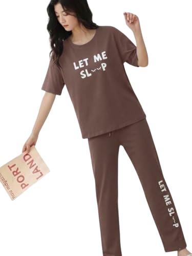 Image of SMOWKLY Women's Premium Cotton Blend Cute Print Two Piece Pj Sleepwear