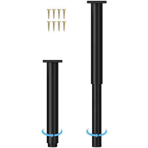 Metal Adjustable Furniture Legs 10-17 inch, Wlrrcwdttc Sofa Cabinet Legs Adjustable Height Replacement Support Legs for Bed/Couch/Dresser/Chair/TV Stand/Coffee Table, Legs for Furniture Set of 2-Black by Wlrrcwdttc - Used condition - US$23.01