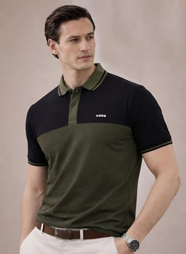 Image of ADRO Multicolour Polo T Shirt | 100% Cotton Mens Polo Tshirt | Regular Fit Half Sleeve Cut & Sew Polo T-Shirt for Men