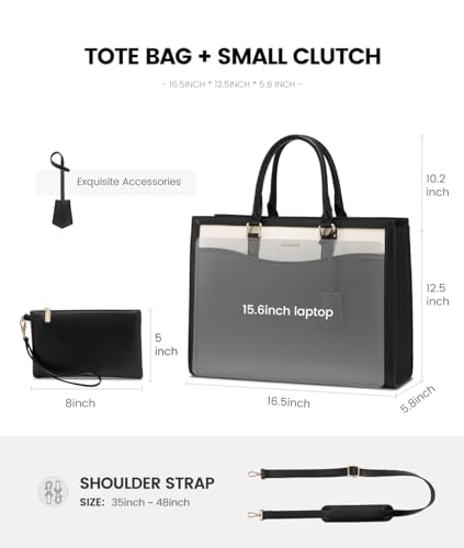 Image of LOVEVOOK Laptop Tote Bag for Women, Office Work Bag Briefcase fit for Laptop, Large Capacity Teacher Bag Handbag