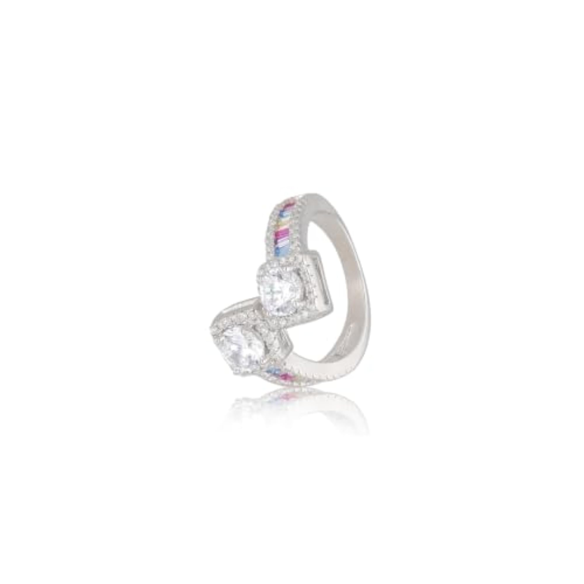 Women's 925 Sterling White Stone Studded Ring
