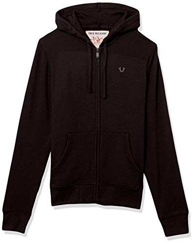 True Religion Men's Buddha Logo Zip Up Hoodie, Black, Large