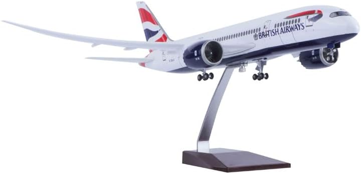 1/130 Scale 43cm 787 Model Airplane B787 BRITISH Plane Model for Adults Miniature Plane with Light &Wheel for Collection Display Gift with light