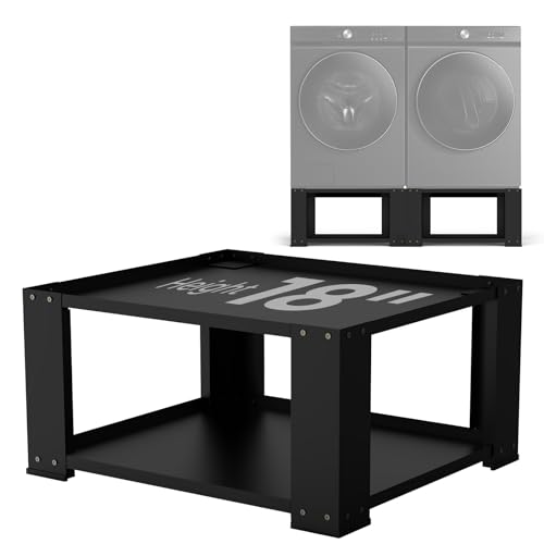 Laundry Pedestal for Washer and Dryer 18" Height - Fit 27 and 28 Inch Washer and Dryer Stand Riser Heavy Duty Steel 700lbs Capacity Universal Washing Machine Pedestals Black