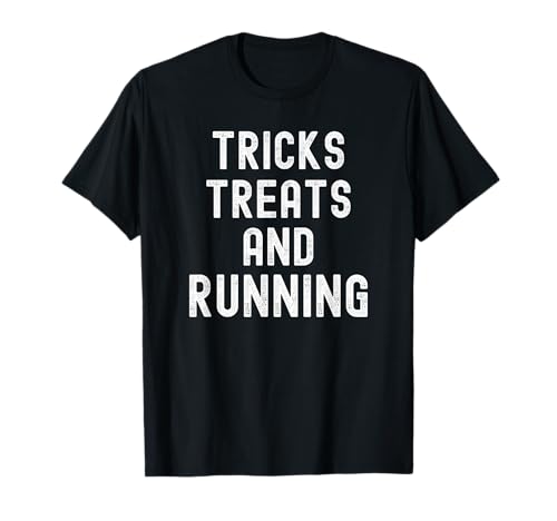 Trucchi Treats e Running divertente Halloween scherzo palestra Maglietta