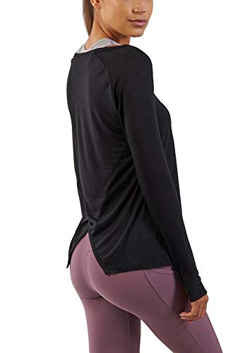 WANAYOU Women's Compression Shirt Dry Fit Long Sleeve Running Athletic T-Shirt Workout Tops (Large/Fit Bust:37.5