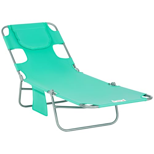 Outsunny Sun Lounger Lounge, Acero aleado, Green, 183 x 55 cm