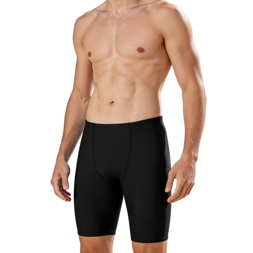 Image of NWDEY Arena Jammers Swimming Trunks Men - Quick-Dry & Recycled Fabric, Comfortable Form-Fitting Trunks for Men's Training (UK, Alpha, M, Regular, Regular, Black)