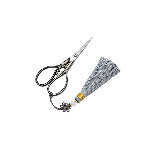 Küchenschere, Nähschere mit Quasten, Bastelschere zum Einfädeln für Handarbeiten, manuelle Näharbeiten, 11 cm
