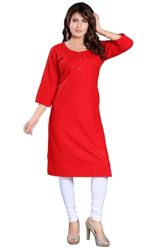 Image of DREAM & DZIRE Chikankari Kurti for Women of Cotton in Plus Size & Small Size.