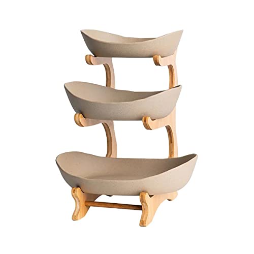 3 Tier Fruit Basket Ceramic Fruit Bowl for Kitchen Counter Home Fruit Bowl Set with Holder for Fruit Veggies Tray Snacks Nuts Bread Candy Storage Holder (Porcelain)