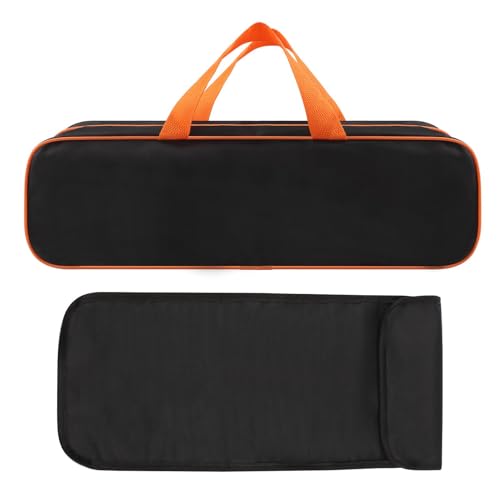 Grill Tool Storage Bag BBQ Utensil Organizer Carry Case with Skewer Holder Heavy Duty Grill Accessory Tools Storage for Outdoor Grilling Camping Hold BBQ Tools up to 16(Color:Black)